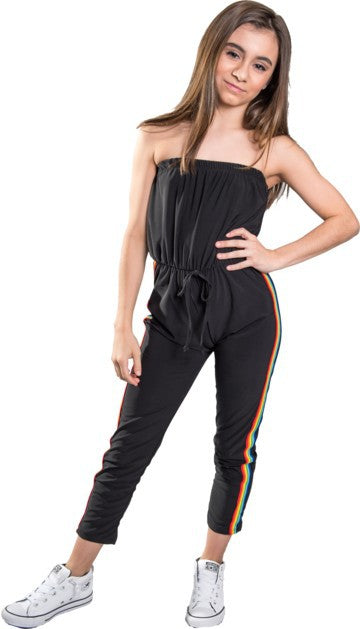 KIDS RAINBOW STRIPE SIDE JUMPSUIT