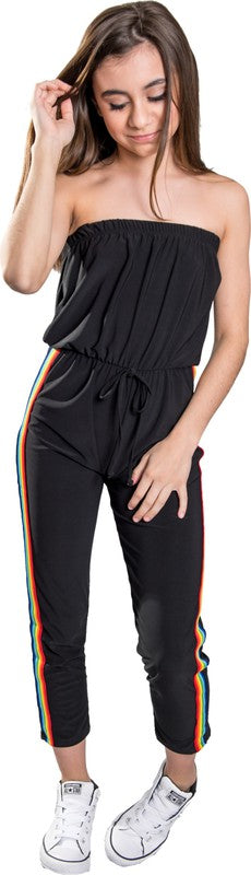 KIDS RAINBOW STRIPE SIDE JUMPSUIT