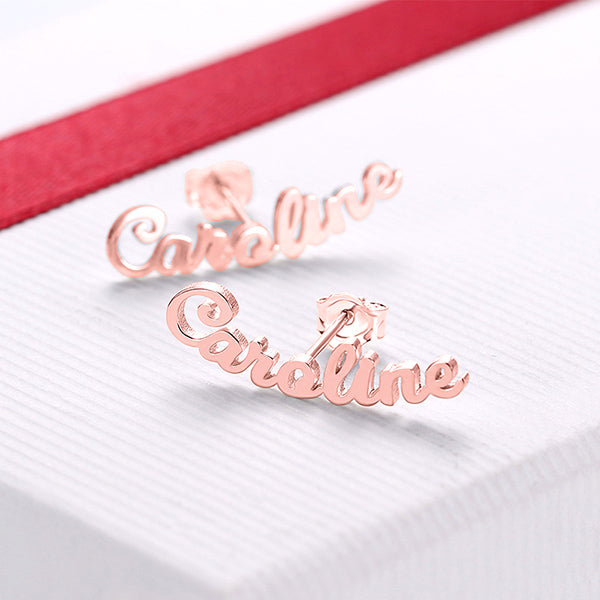 Personalized Name Stud Earrings for Her