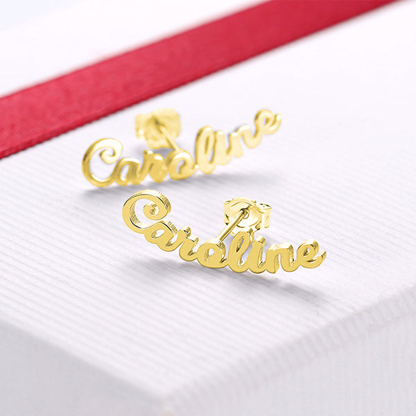 Personalized Name Stud Earrings for Her