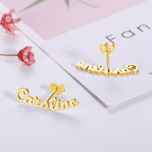 Personalized Name Stud Earrings for Her