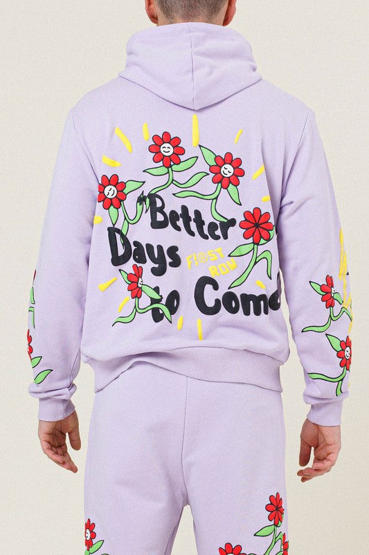 Flower Graphic Terry Pullover