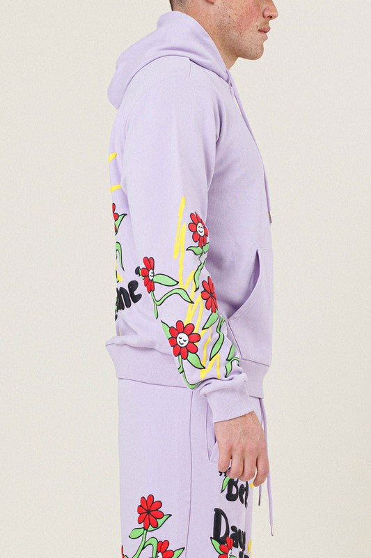 Flower Graphic Terry Pullover