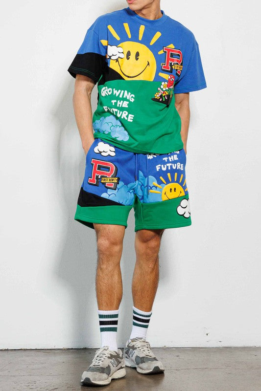 Think Green Cut & Sew Graphic Shorts