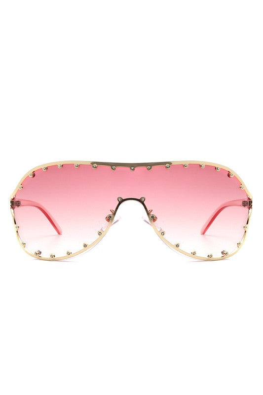 Oversize Rhinestone Fashion Aviator Sunglasses