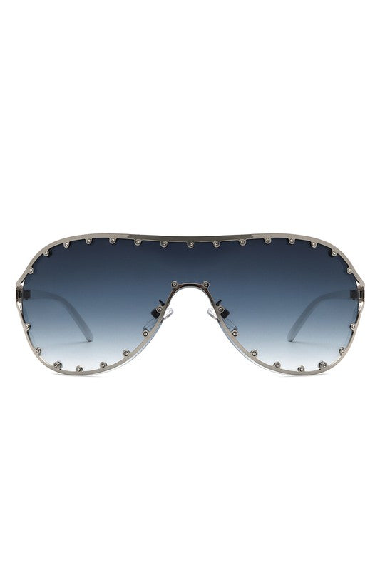 Oversize Rhinestone Fashion Aviator Sunglasses