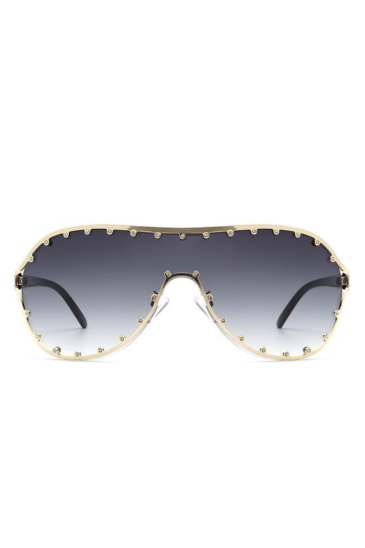 Oversize Rhinestone Fashion Aviator Sunglasses