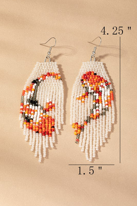 Cream seed bead Koi fish drop earrings