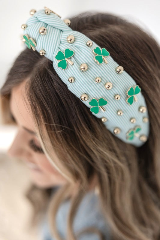 Shamrock Headband with gold beads