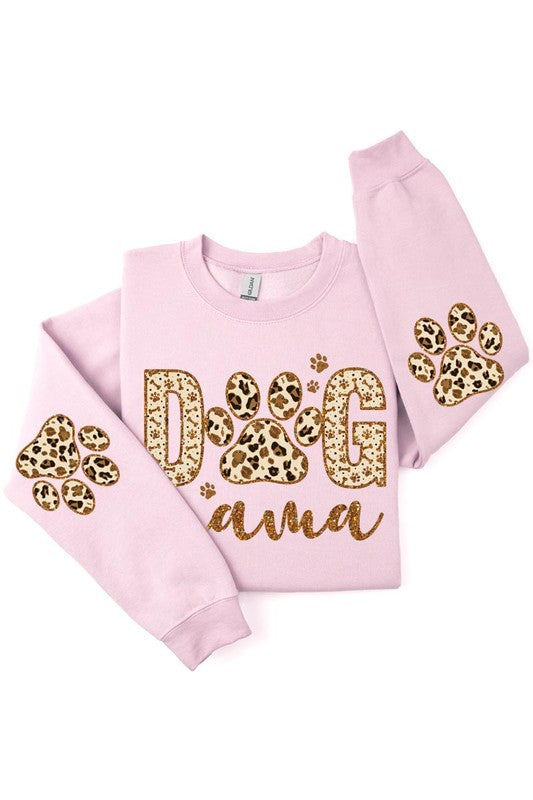 Dog Mama Elbow Printed Graphic Fleece Sweatshirts.