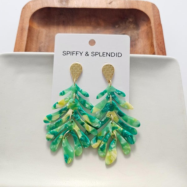 Palm Earrings - Green