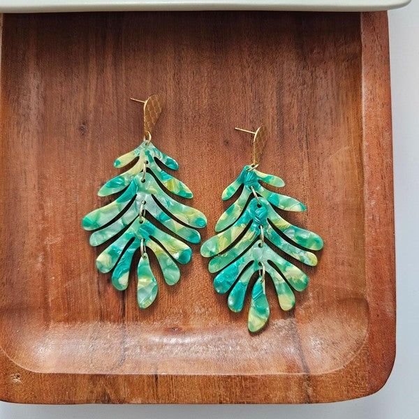 Palm Earrings - Green